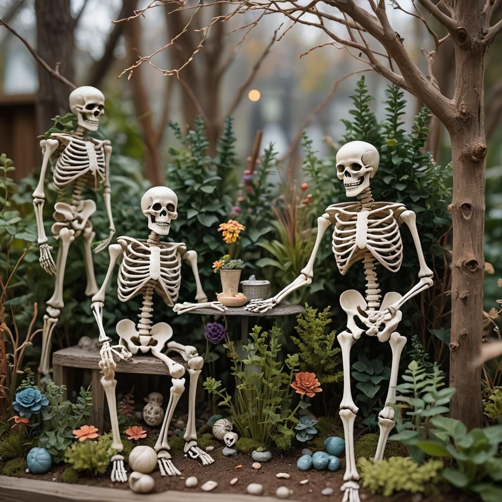 Skeleton Garden Diorama in Sharp Focus