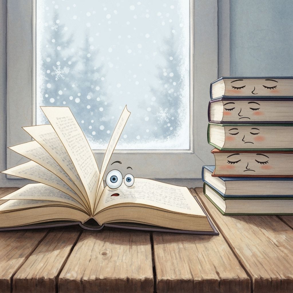 Cozy Reading Nook with Curious Book in Pastel Tones