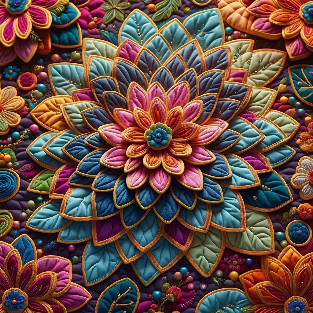 Macro Photo of Quilted Flower in Miki Asai Style