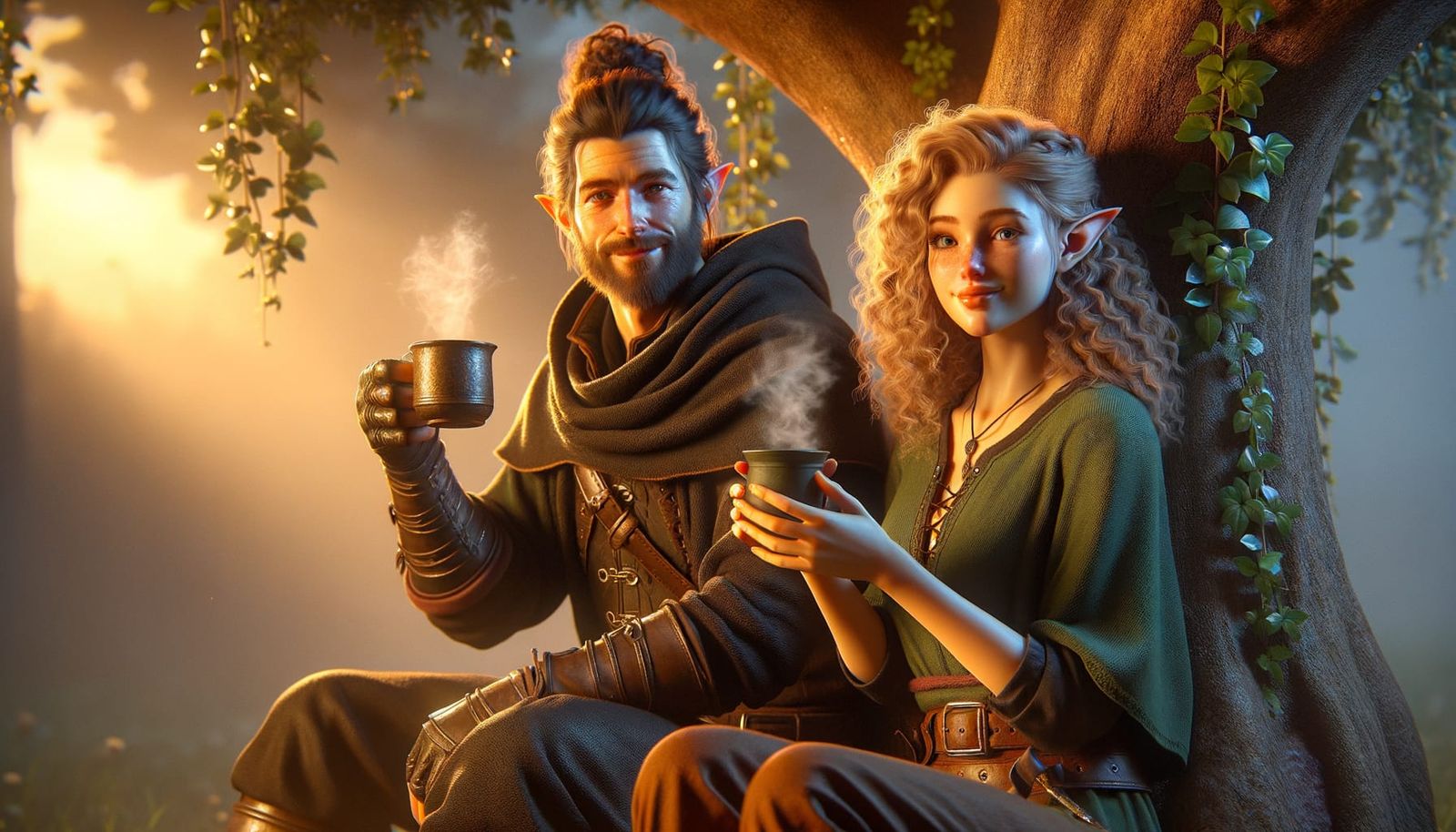 Ranger and Elf Enjoying Morning Tea