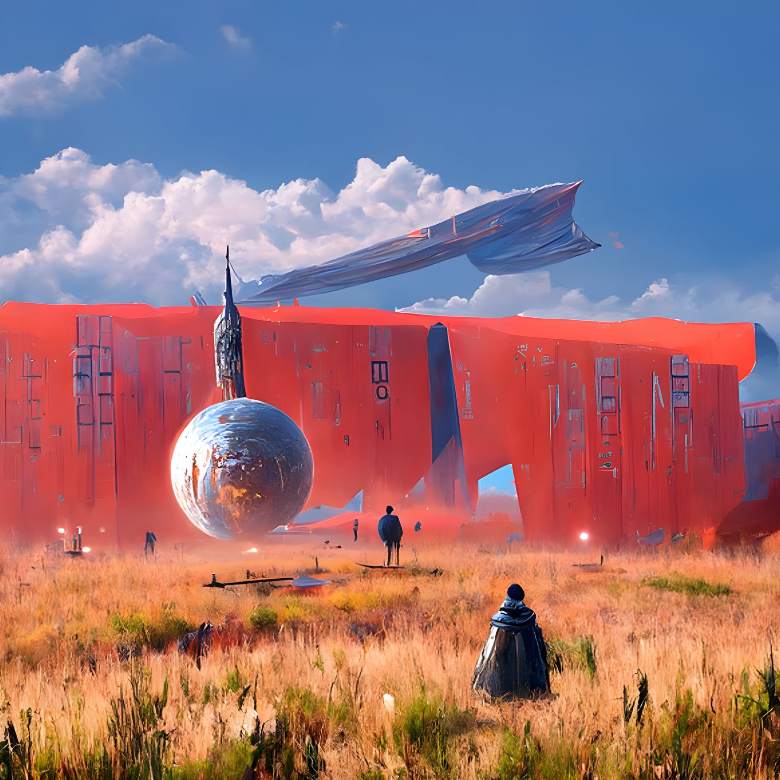 Surreal Spaceships and TVs in Digital Illustration