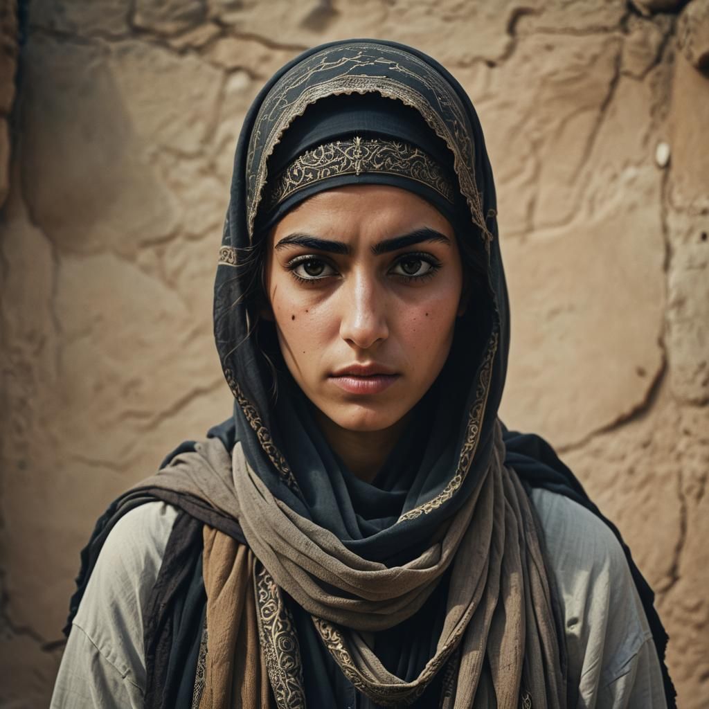 Fierce Middle Eastern Woman Portrait in Cinematic Style