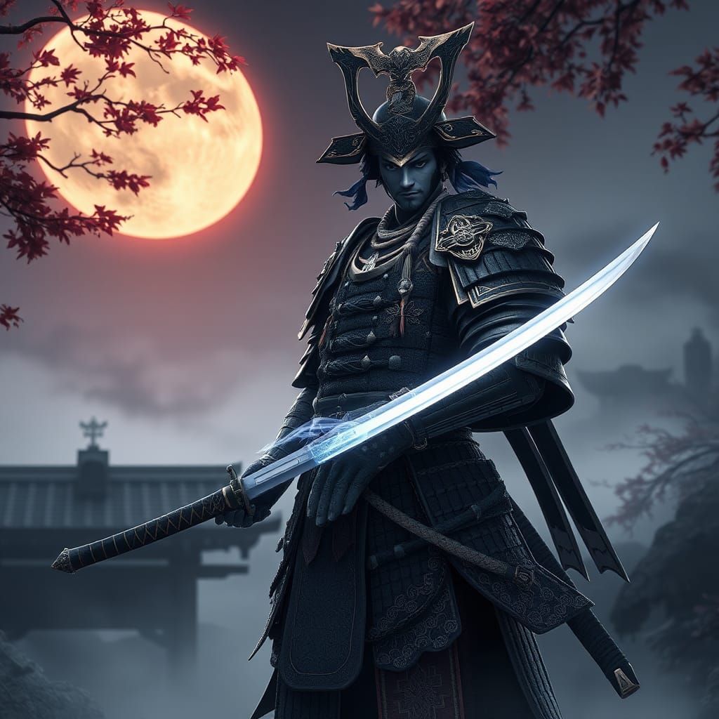 Samurai in Feudal Japan: 3D Anime Art