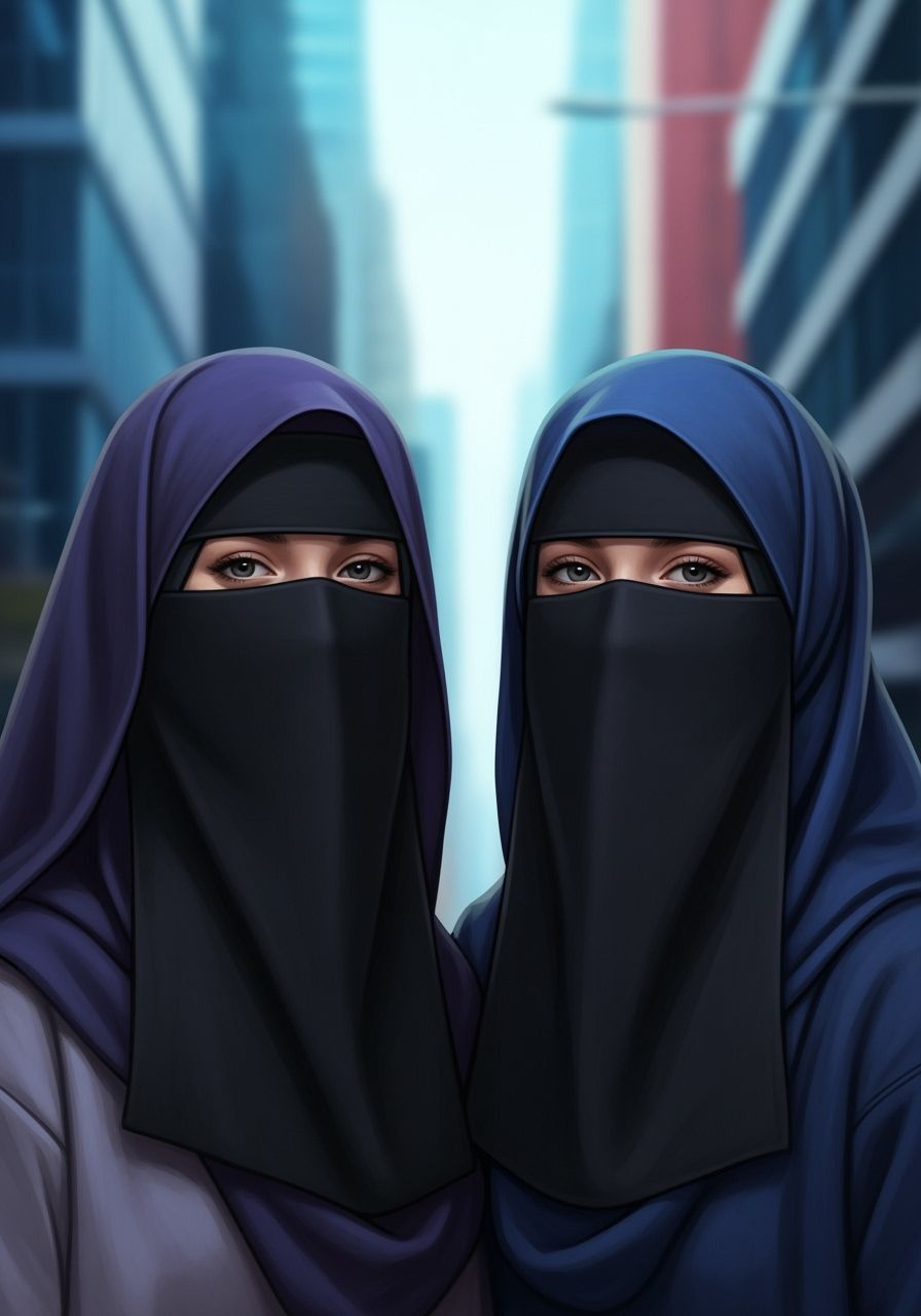 Irish Niqabi Friends Portrait in Fantasy Art Style
