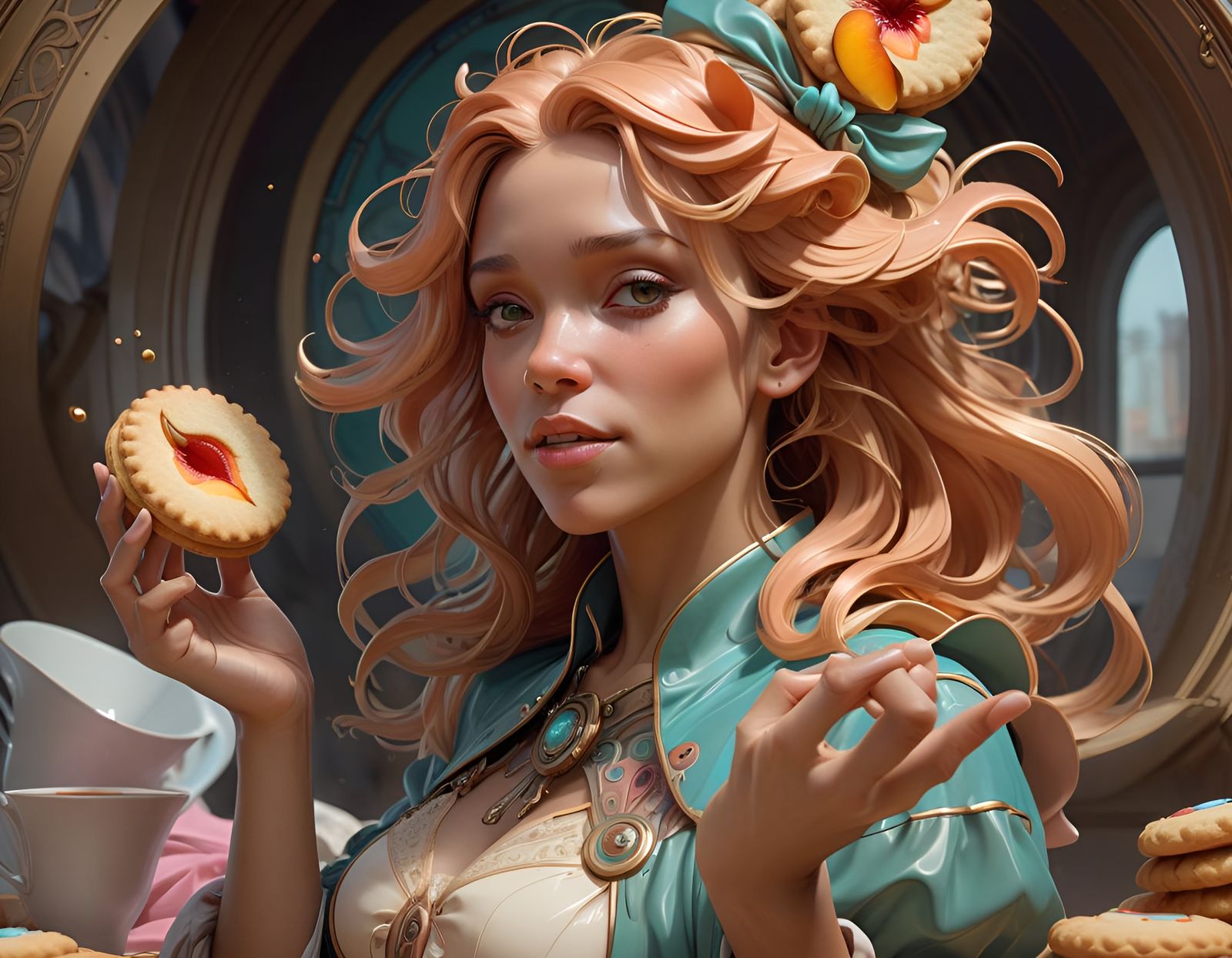 Detailed Portrait in Art Nouveau Style