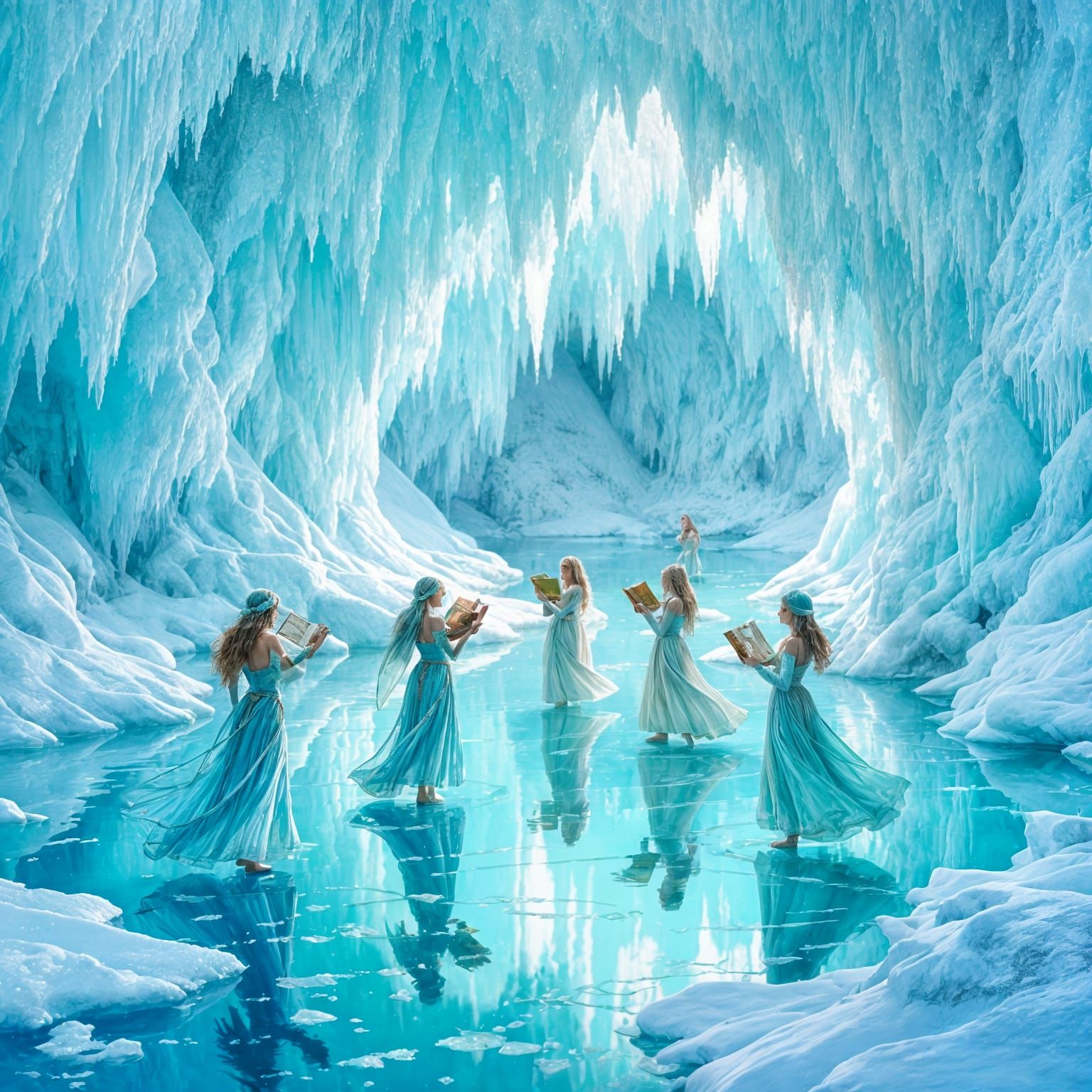 Elves Dancing on Frozen Crystal Lake