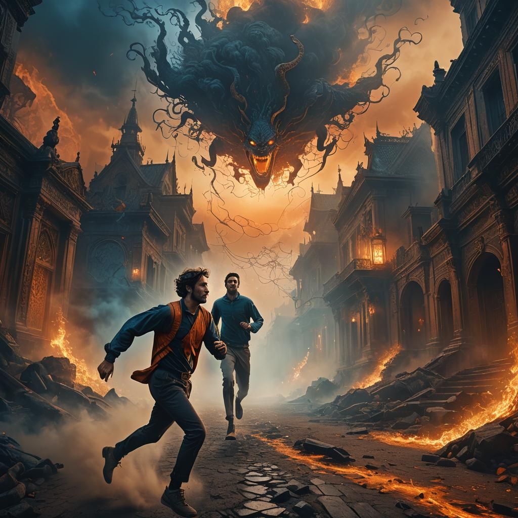 Man Running From Dark Dream: Fantasy Concept Art