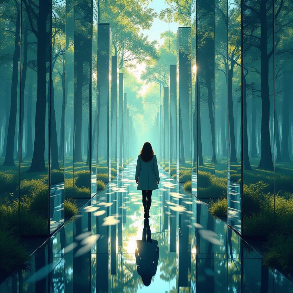 Mirrored Forest: Surreal Dreamscape in Digital Art