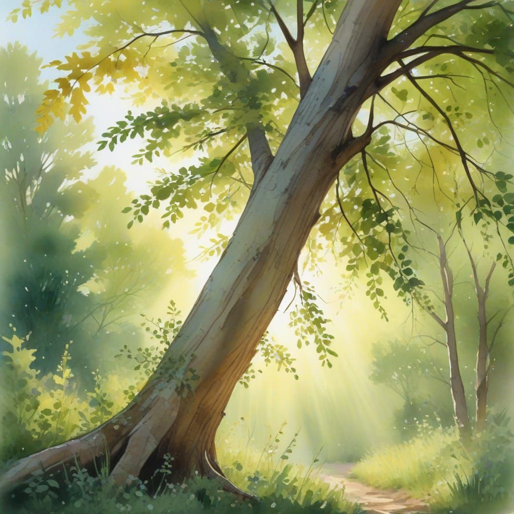 Whimsical Children Play in a Serene Watercolor Landscape