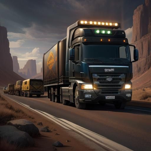 Sheep Skull Road Train: Detailed Matte Painting