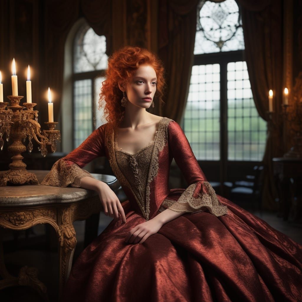 Elegant 19th-Century Aristocrat in Opulent Chamber