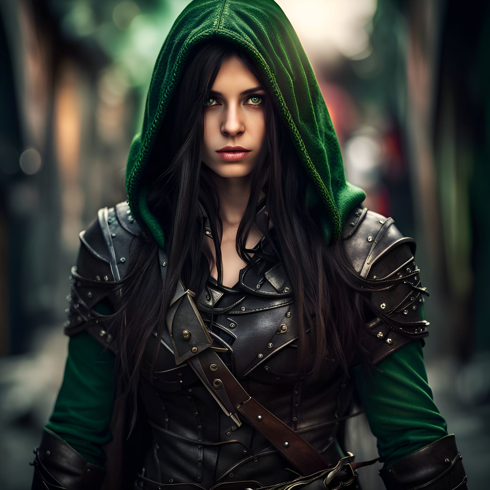 Young Rogue Thief Girl in Leather Armor