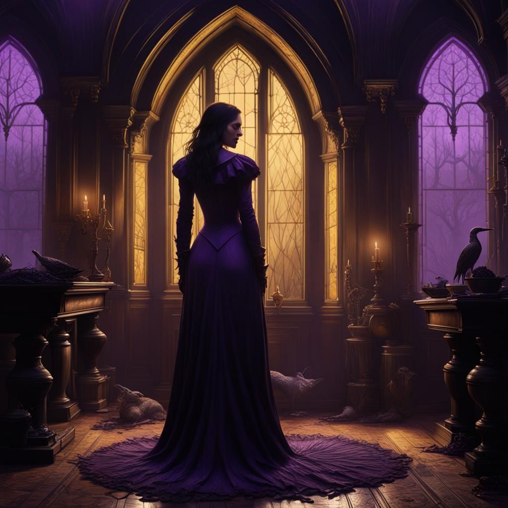 Wednesday Addams at Nevermore: Dark Fantasy Art