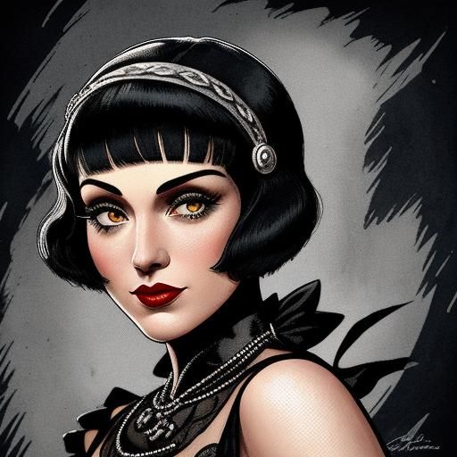 Flapper Girl Chases Monkey in 1920s Cartoon Style