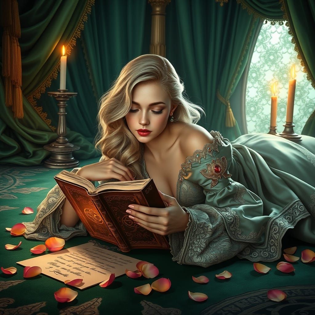 Ethereal Noblewoman in Lavish Baroque Tapestry