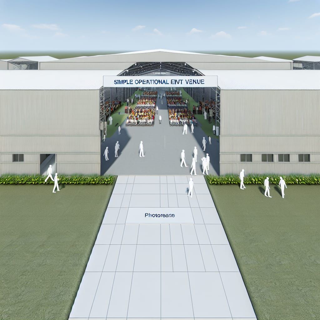 Functional Event Venue in Developing Country, Photorealistic...