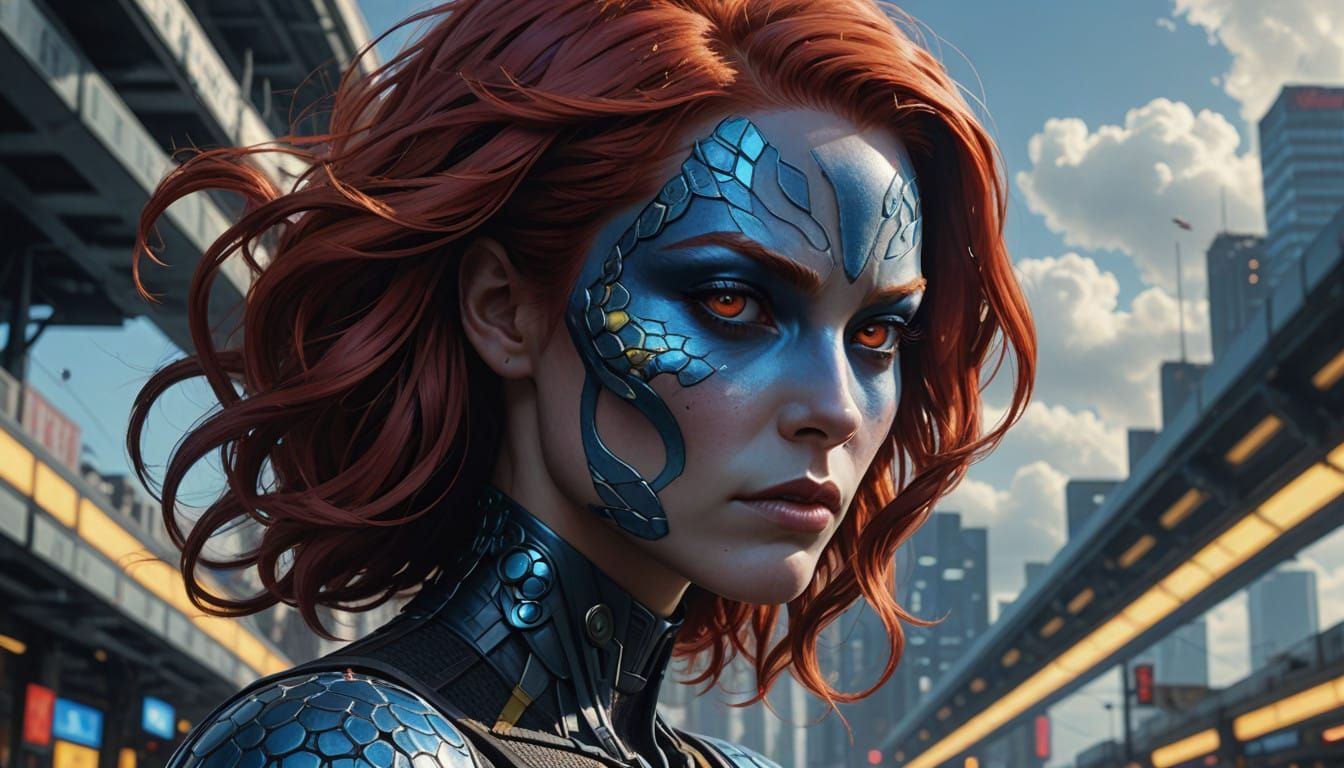 Exquisite Hyper-Realistic Portrait of Mystical Female Figure