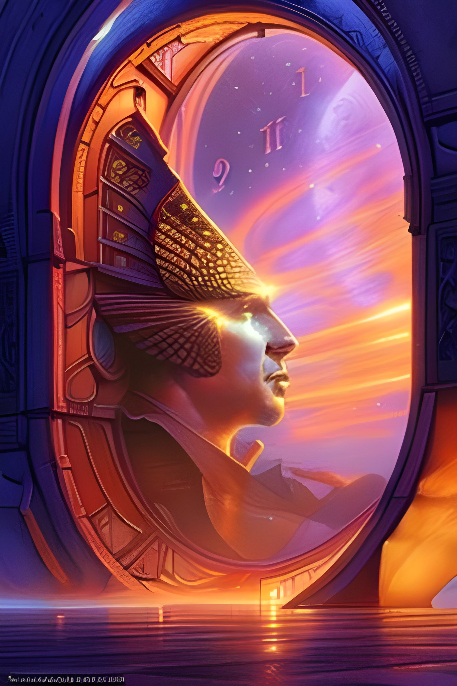 Steampunk Time Traveler Enters Clock Gate