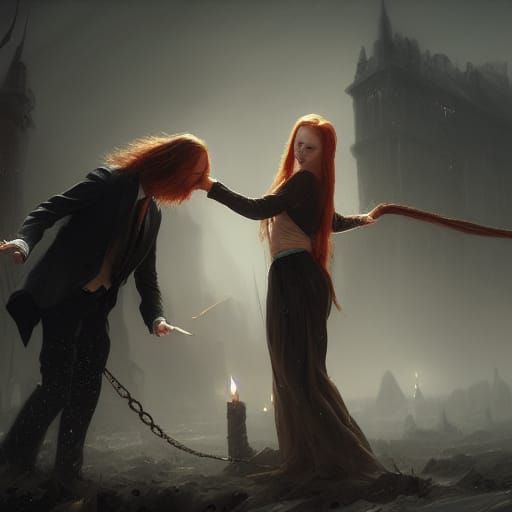 Passionate Encounter in Dark Fantasy Style