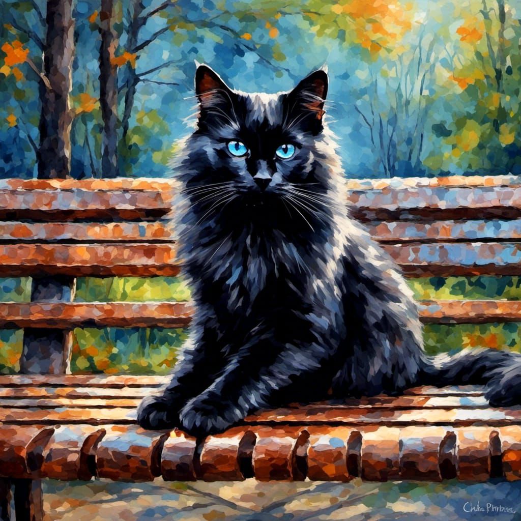Beautiful fluffy black cat