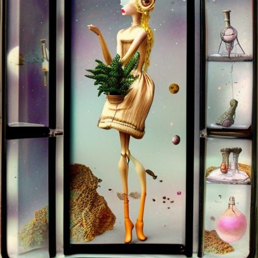Surreal Dolls Planted in Space: Victorian Illustration