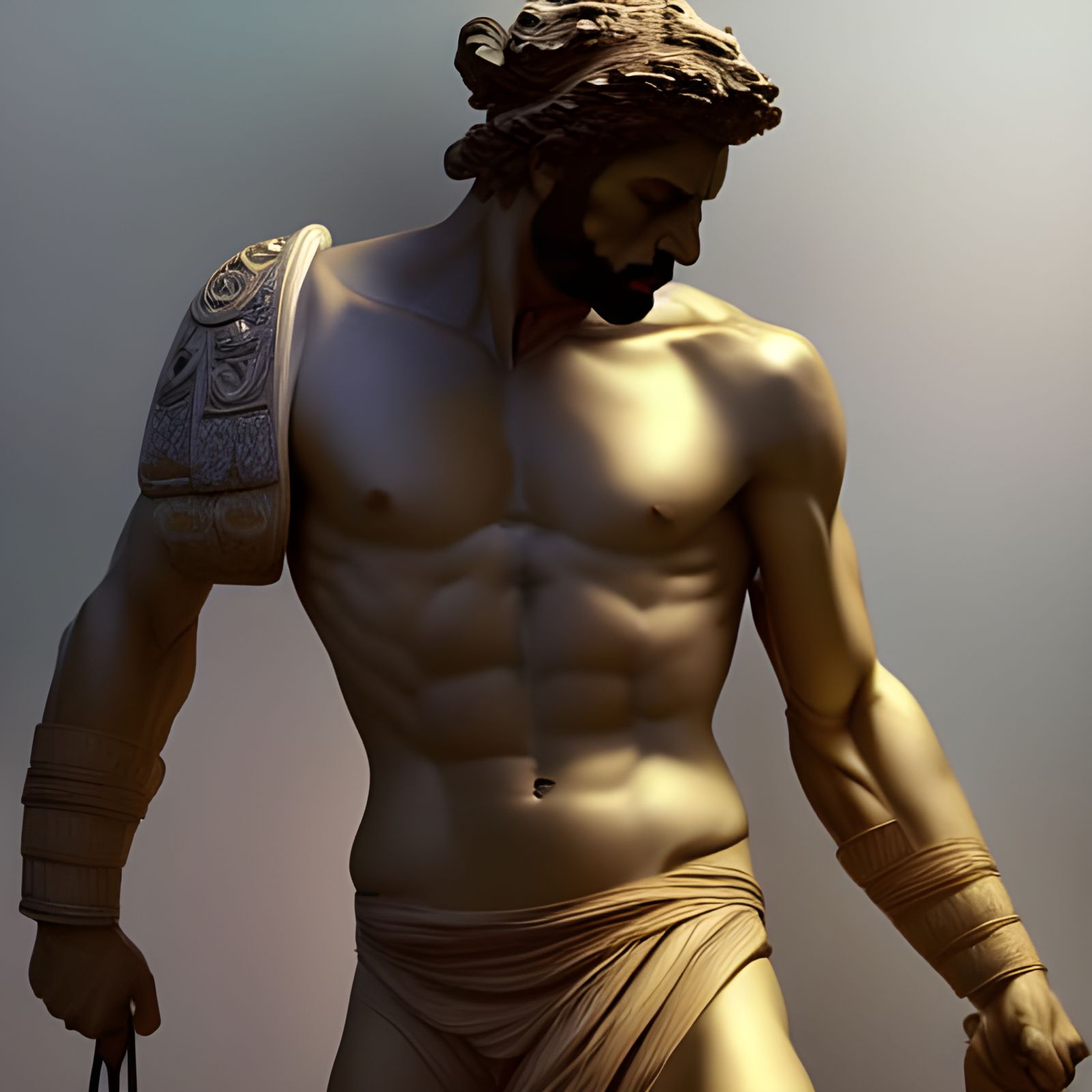 Greek Sculpture of Men Wrestling in Art Nouveau Style