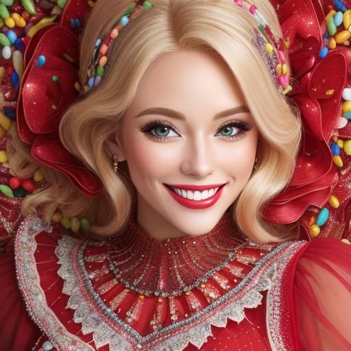 Parisian Woman in Jelly Bean Gown Portrait