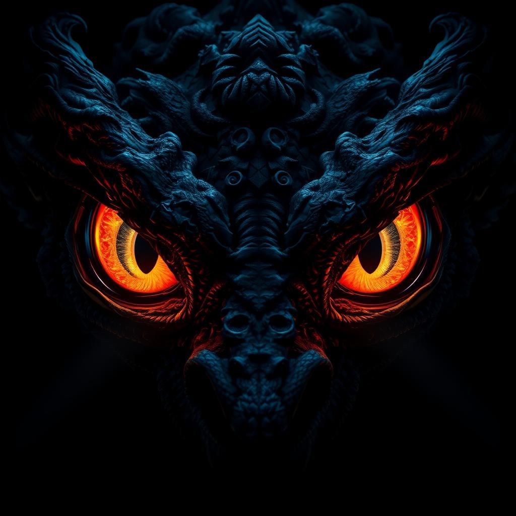 Glowing Dragon Eyes in Ominous Fantasy Art