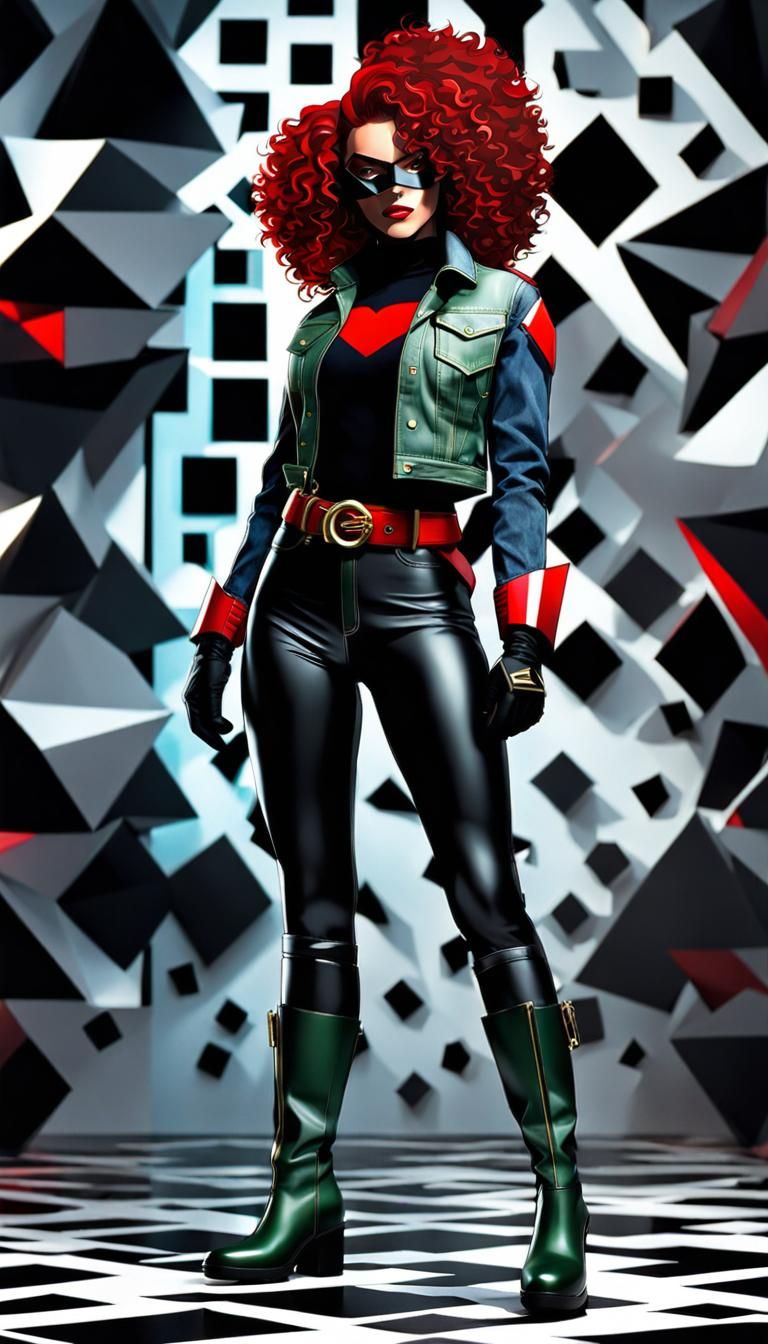 Anime Superhero in Geometric Setting, 3D Art