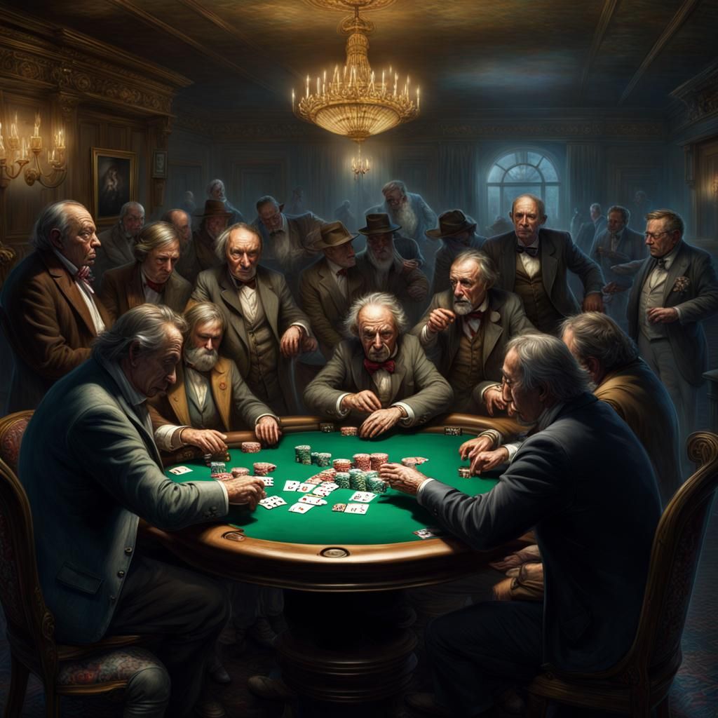 High Stakes Poker Game in Hyperrealistic Style