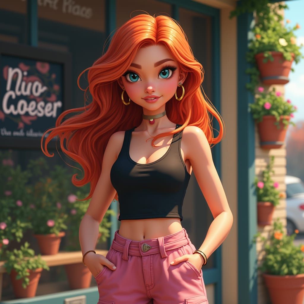 Hyperrealistic Portrait of a Woman with Red Hair