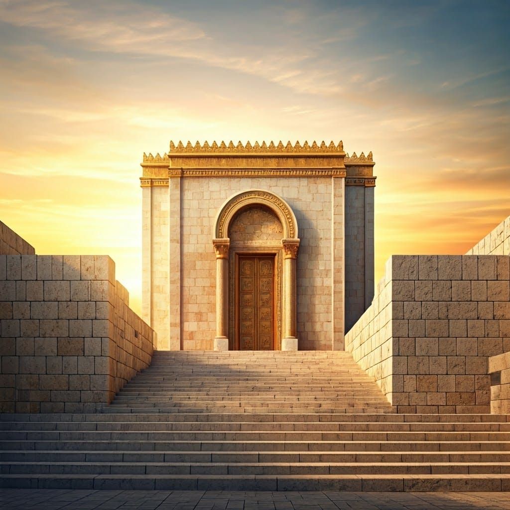 Ancient Jewish Temple in Sunset Glory