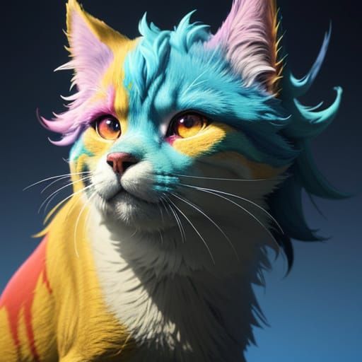 Anime Catdog Smokes Up a Storm in Whimsical Neon