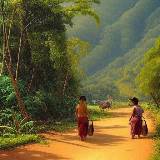 Thailand Countryside in Oil Painting Style