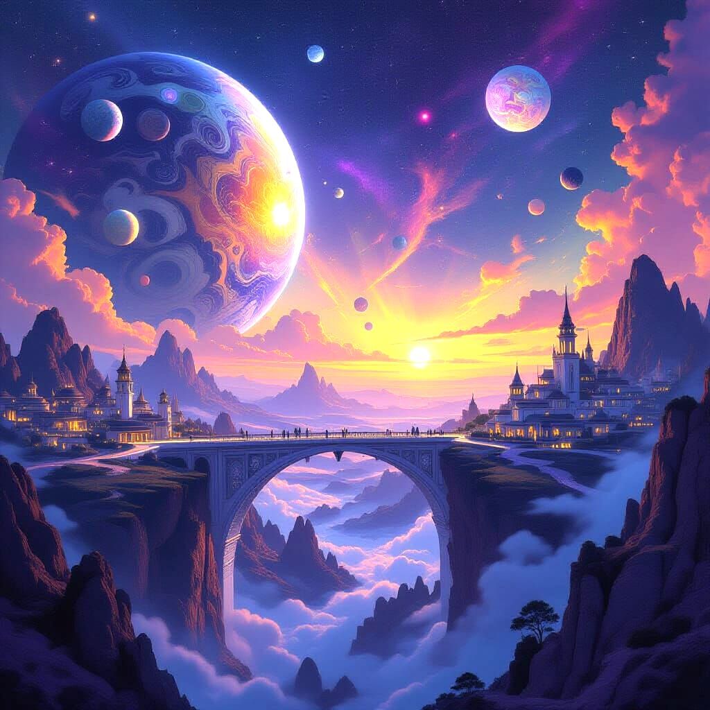 Galactic Civilization Connected by Majestic Bridge