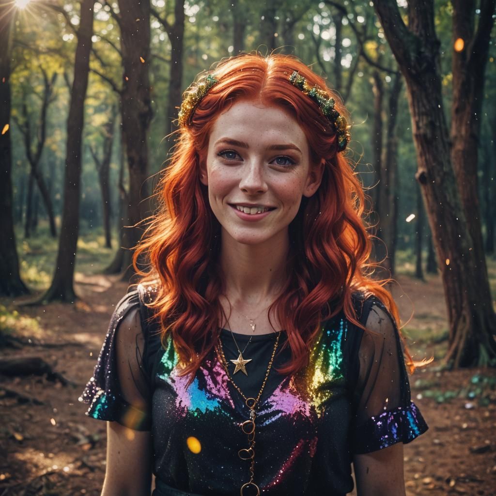 Rainbow Witch Teen Girl in Cinematic Style