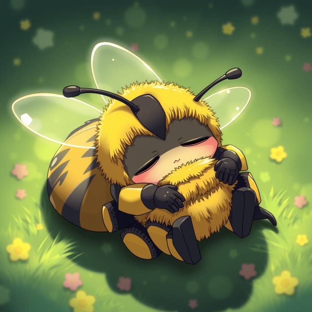 Anime Bumblebee Sleeping: Cute and Adorable