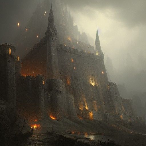 Dark Fantasy Fortress Concept Art in 8K Resolution