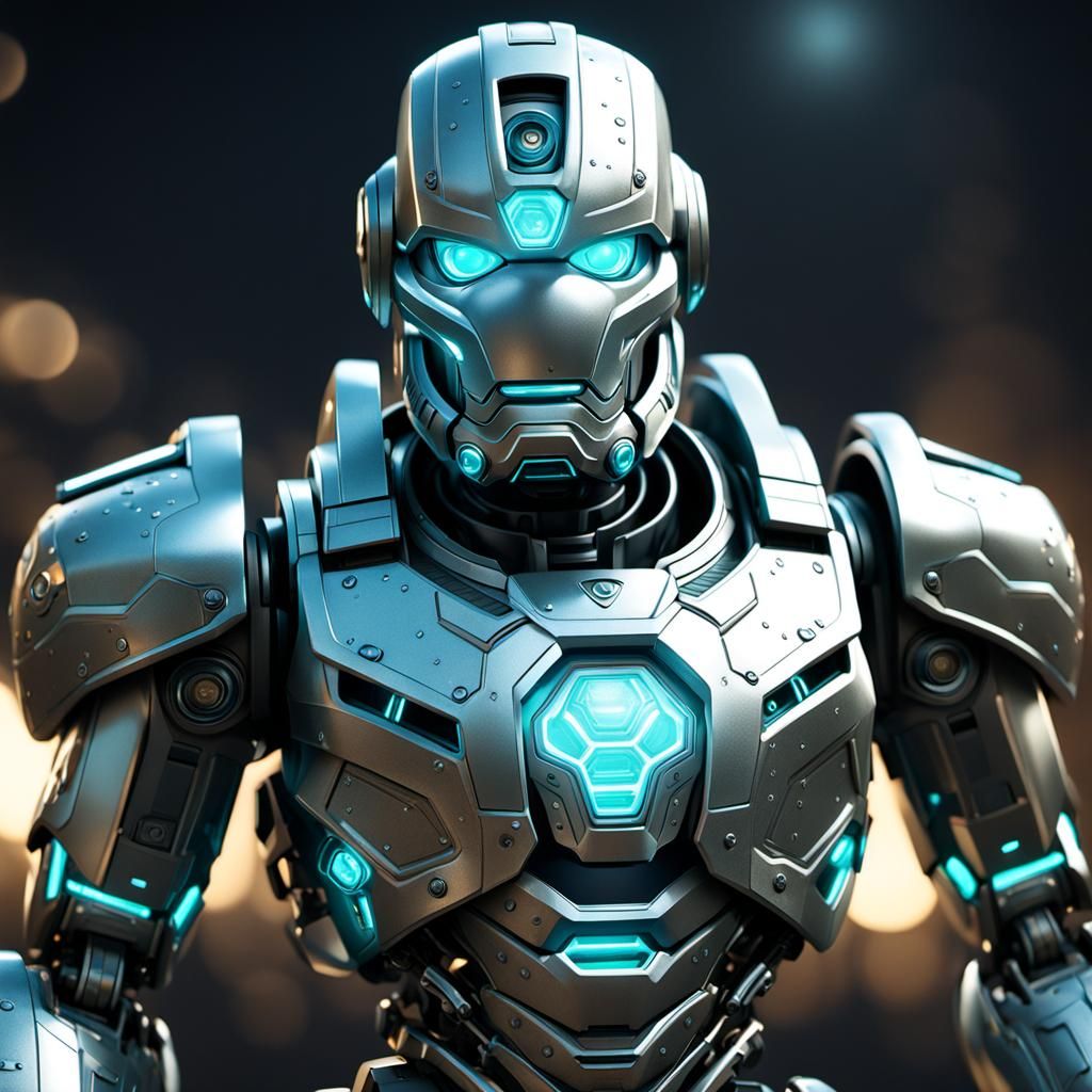 Photoluminescent Robot Hero in Dynamic 3D Render