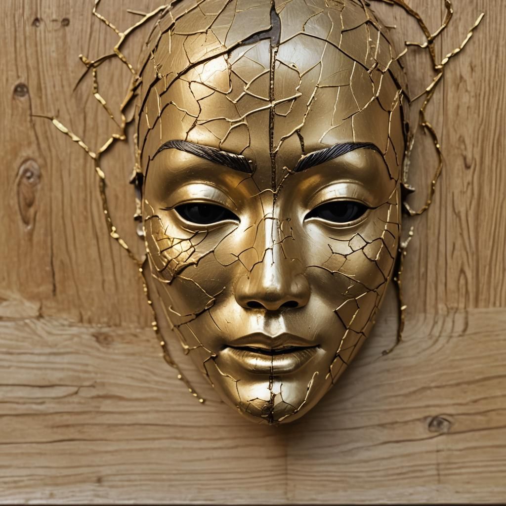 Kintsugi Mask: Golden Repair in Japanese Style