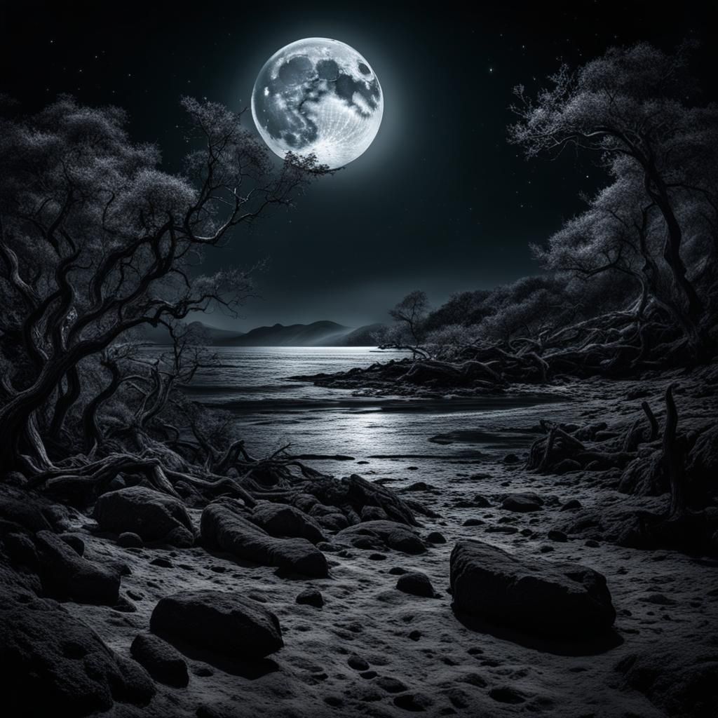 Night Creature Howls at Moon in Hyperrealistic Style