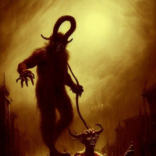 Krampus Illustration in Horror Art Style