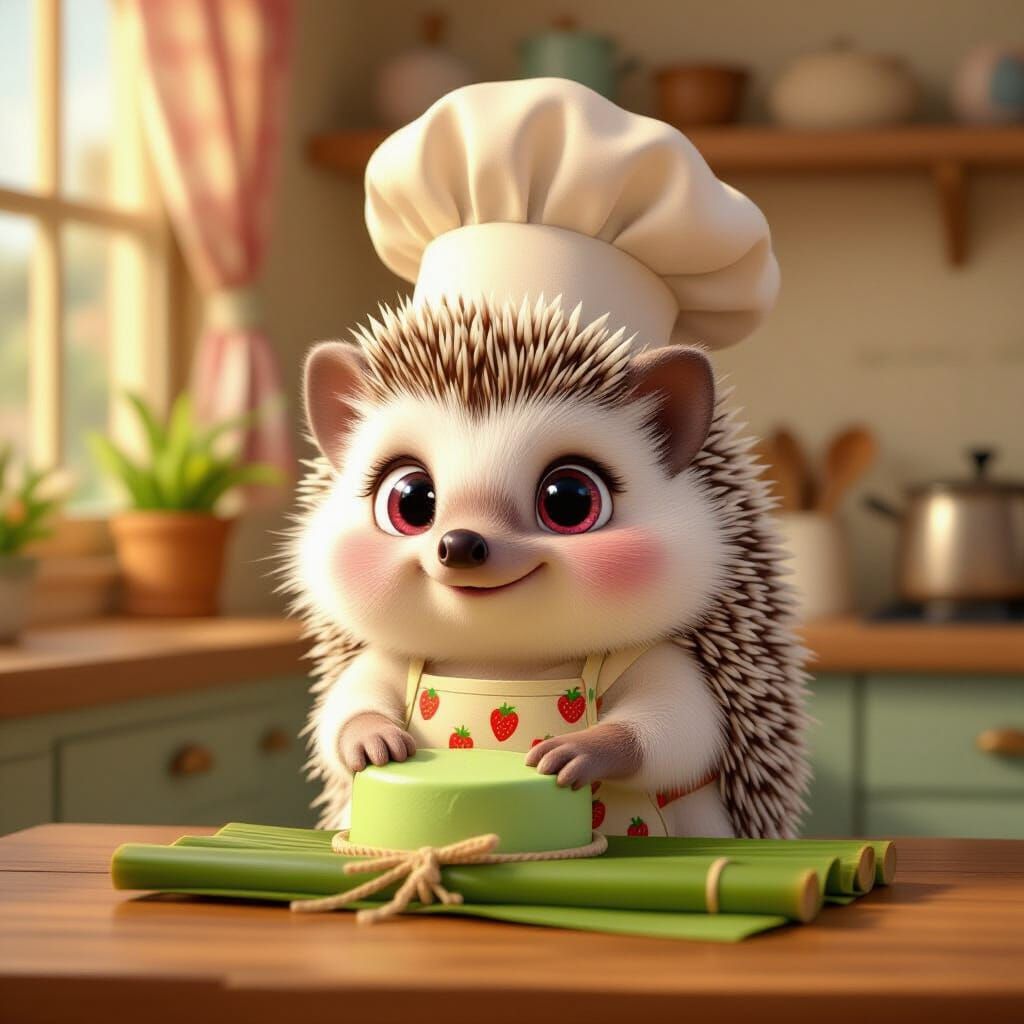 Hedgy the Hedgehog Wraps Cake: Pixar-Style Animation
