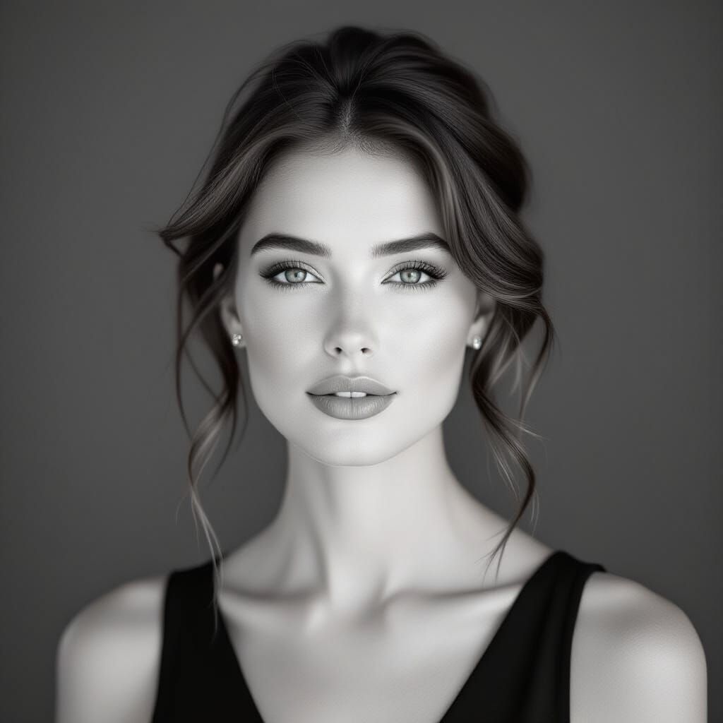 Elegant Monochrome Portrait in Minimalist Style