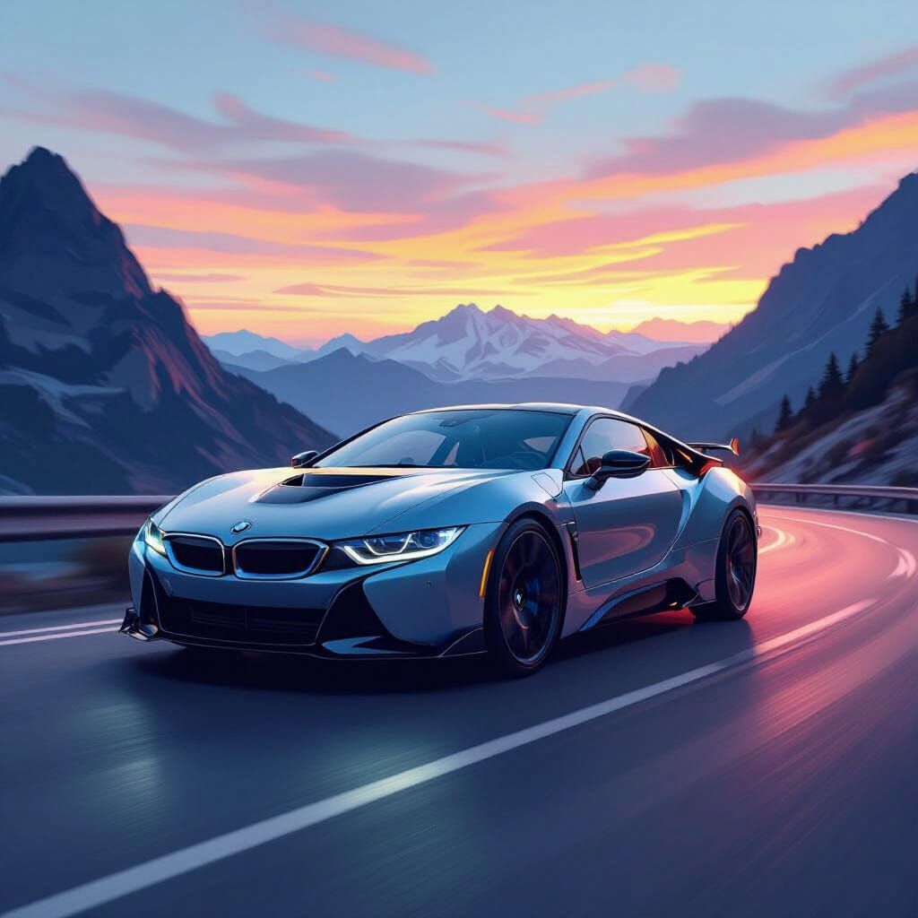 Sleek BMW Sports Car on Mountain Road