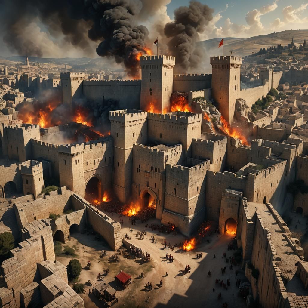 Siege of Jerusalem Breaching, Detailed Matte Painting