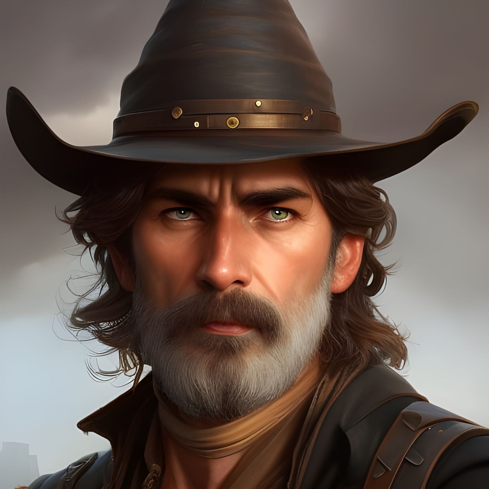 Medieval Farmer Portrait in Dark Fantasy Style