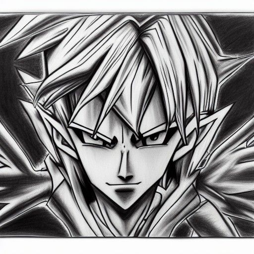 Hyperdetailed Charcoal Drawing of Yugi-oh