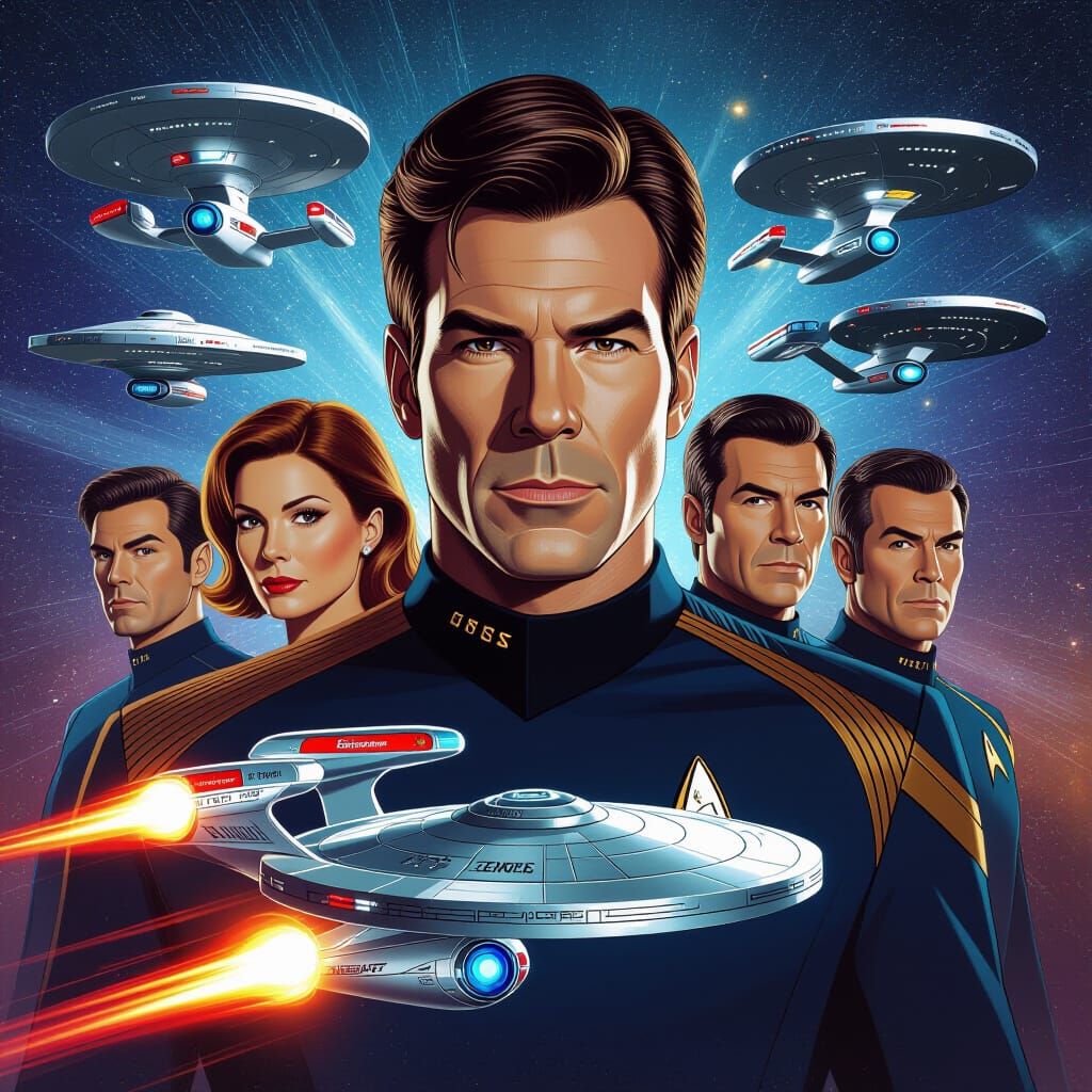 Star Trek Enterprise Fleet Portrait in Dynamic Lighting