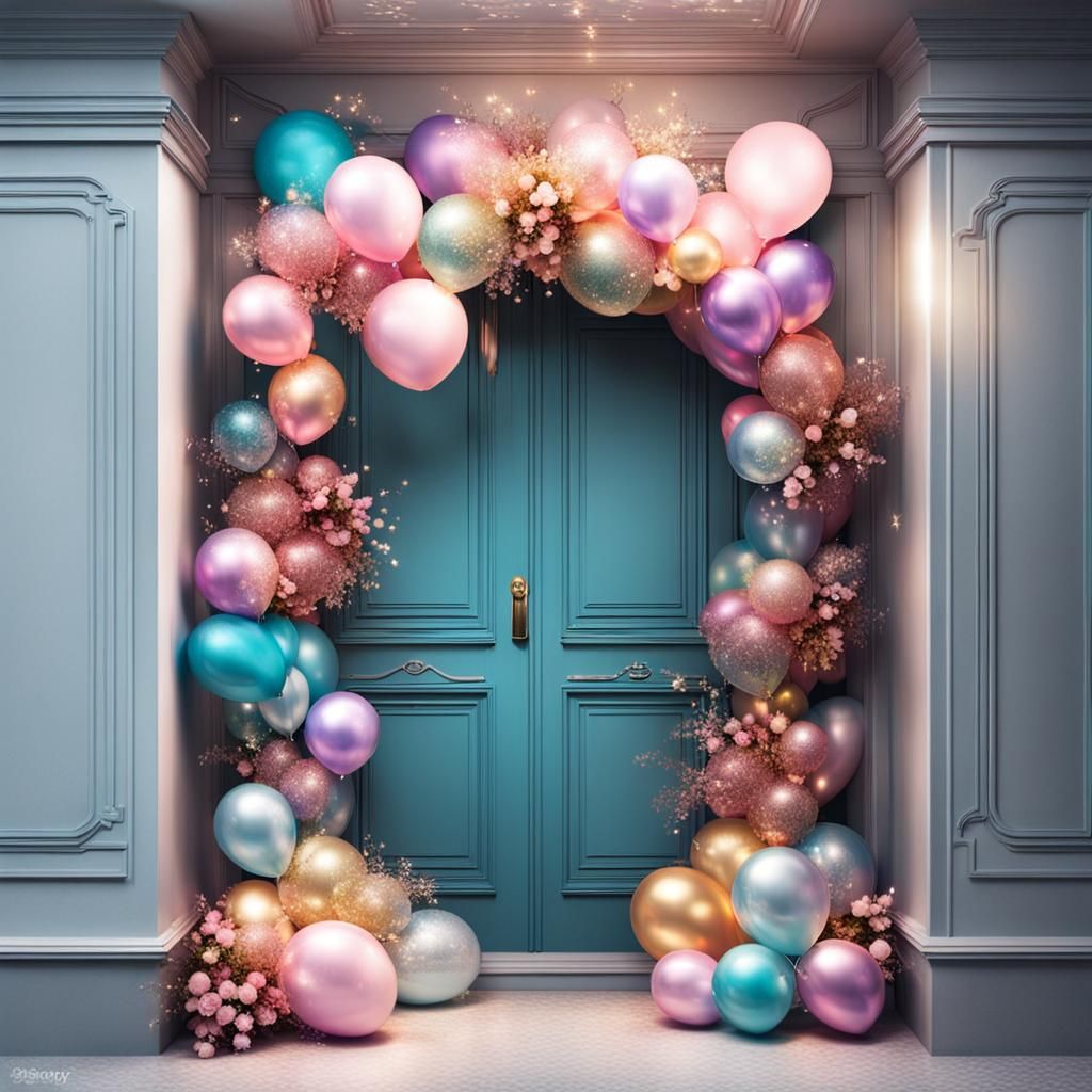 Electric Future Doorway with Balloons and Flowers